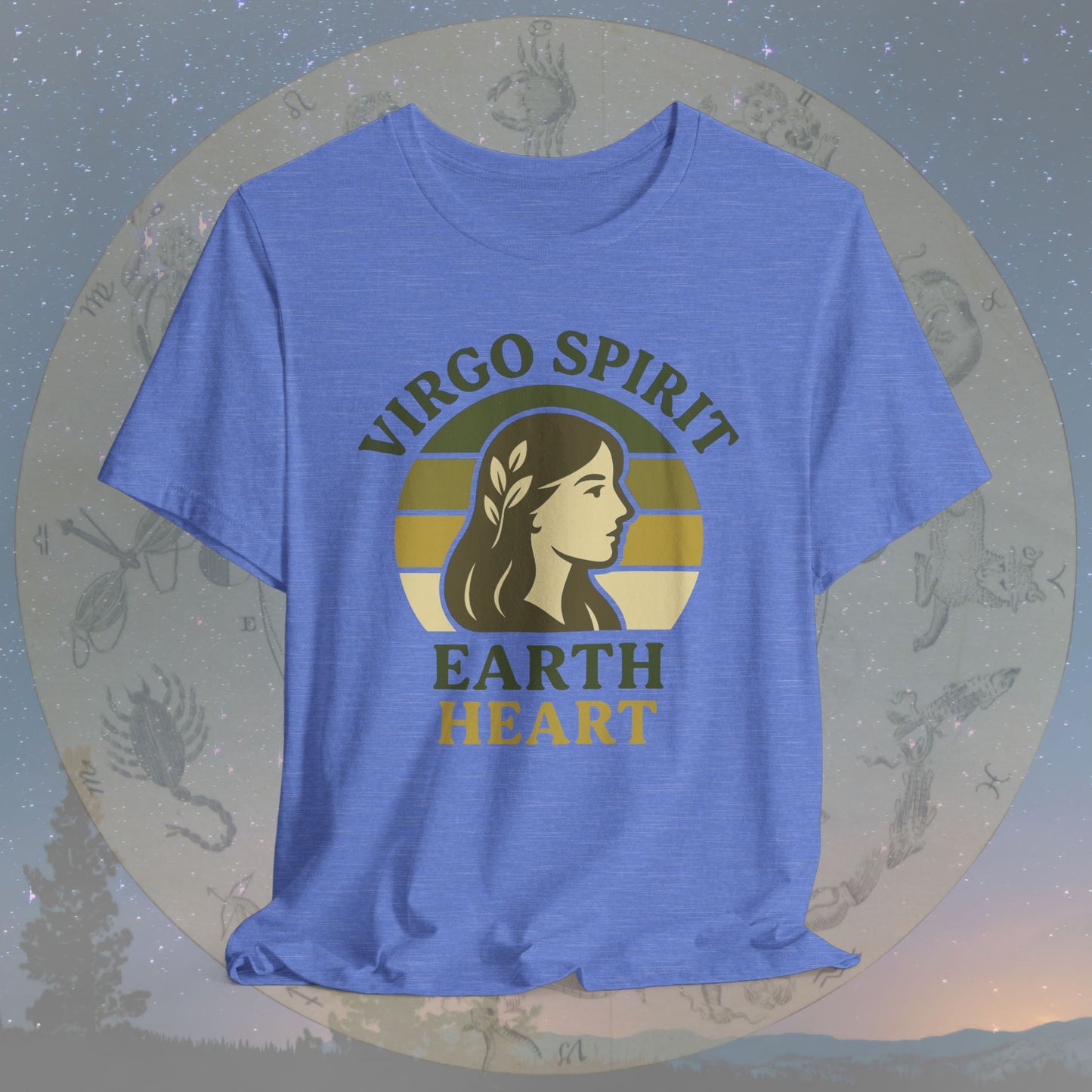 Retro Sunset Earth Heart Virgo Spirit T-Shirt