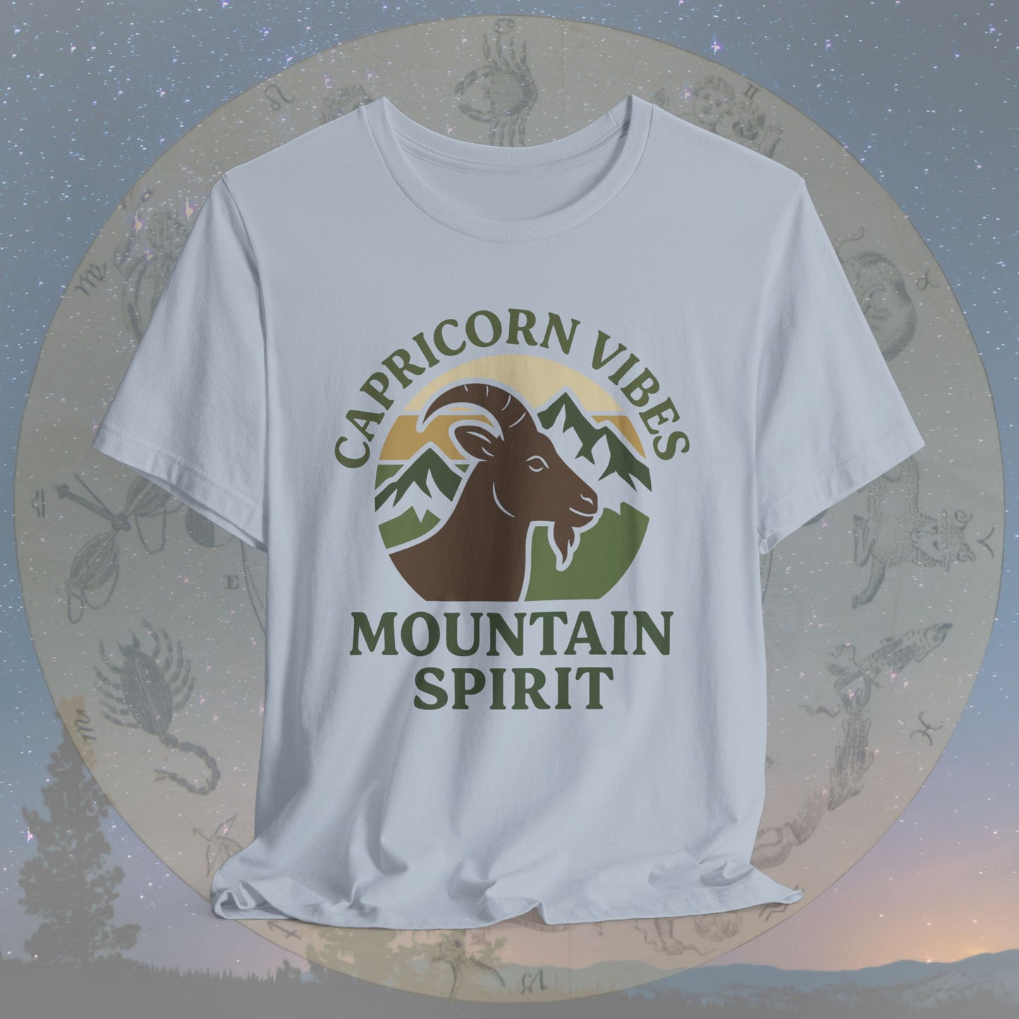 Retro Sunset Mountain Spirit Capricorn Vibes T-Shirt