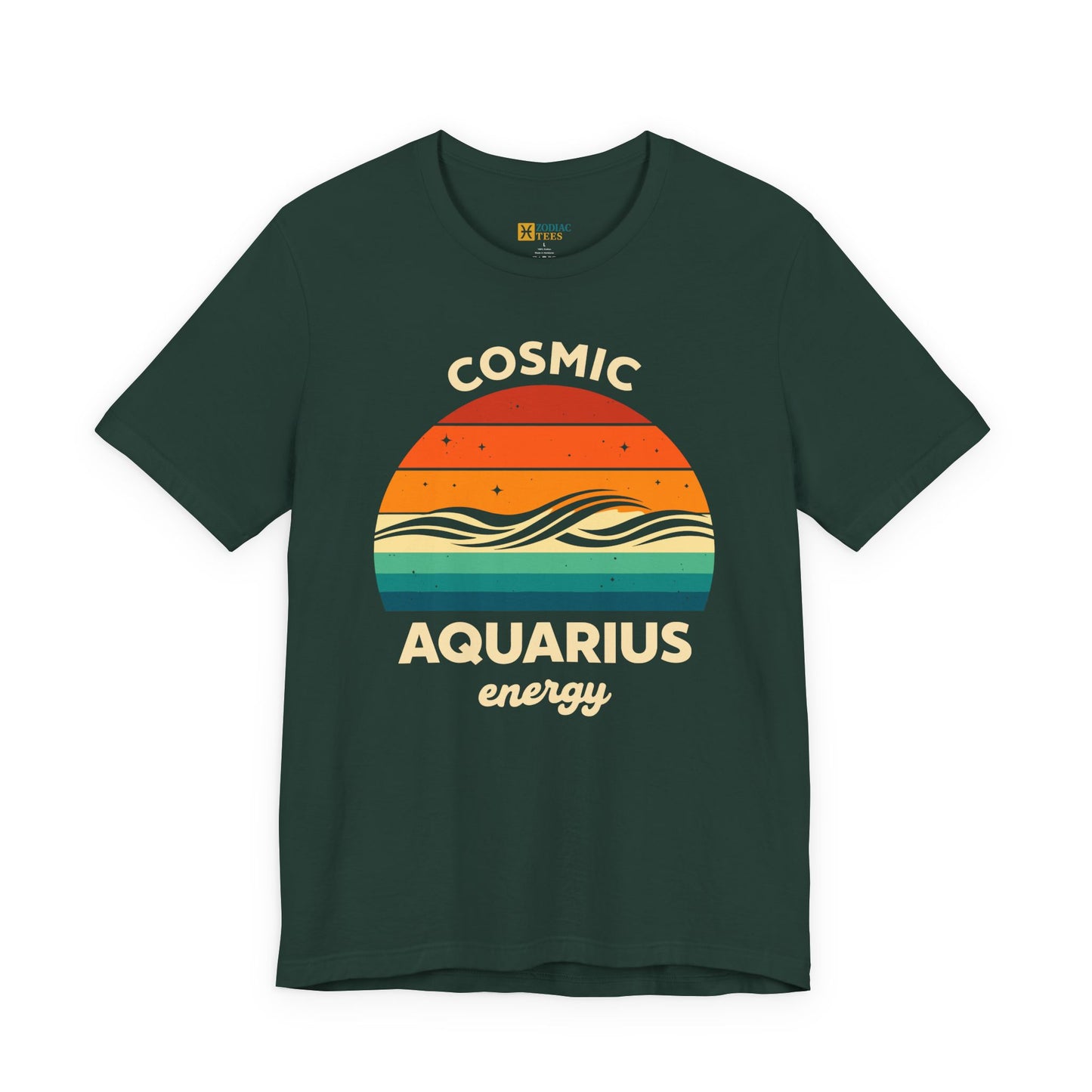 Cosmic Aquarius Energy T-Shirt – Retro Zodiac Astrology Tee