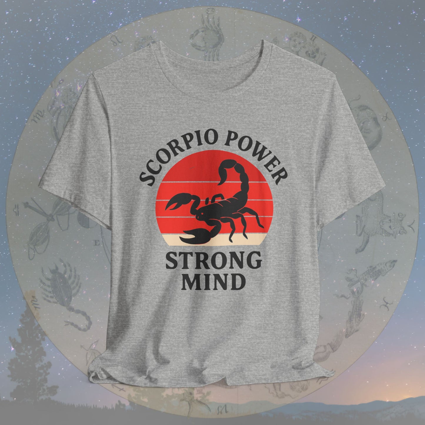 Retro Sunset Strong Mind Scorpio Power T-Shirt