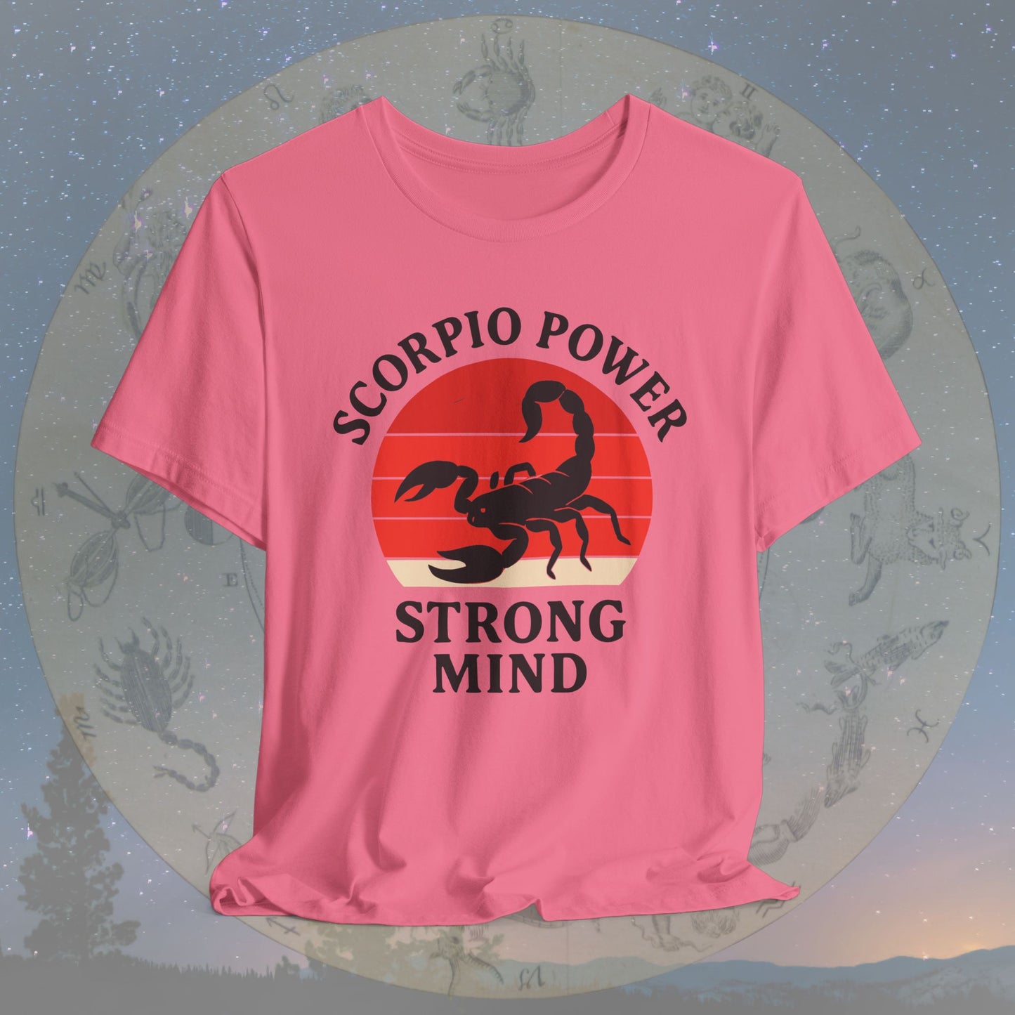 Retro Sunset Strong Mind Scorpio Power T-Shirt