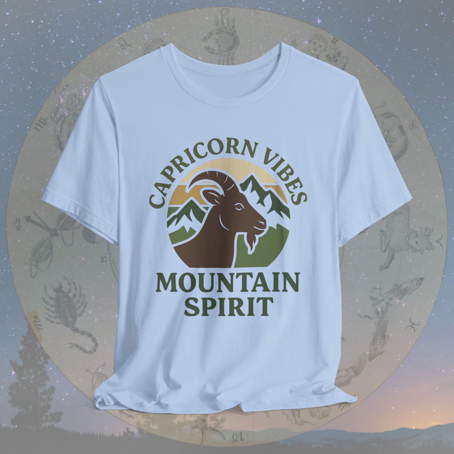 Retro Sunset Mountain Spirit Capricorn Vibes T-Shirt