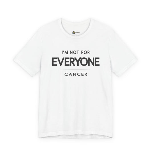 Cancer astrology t-shirt with bold typography quote on white background