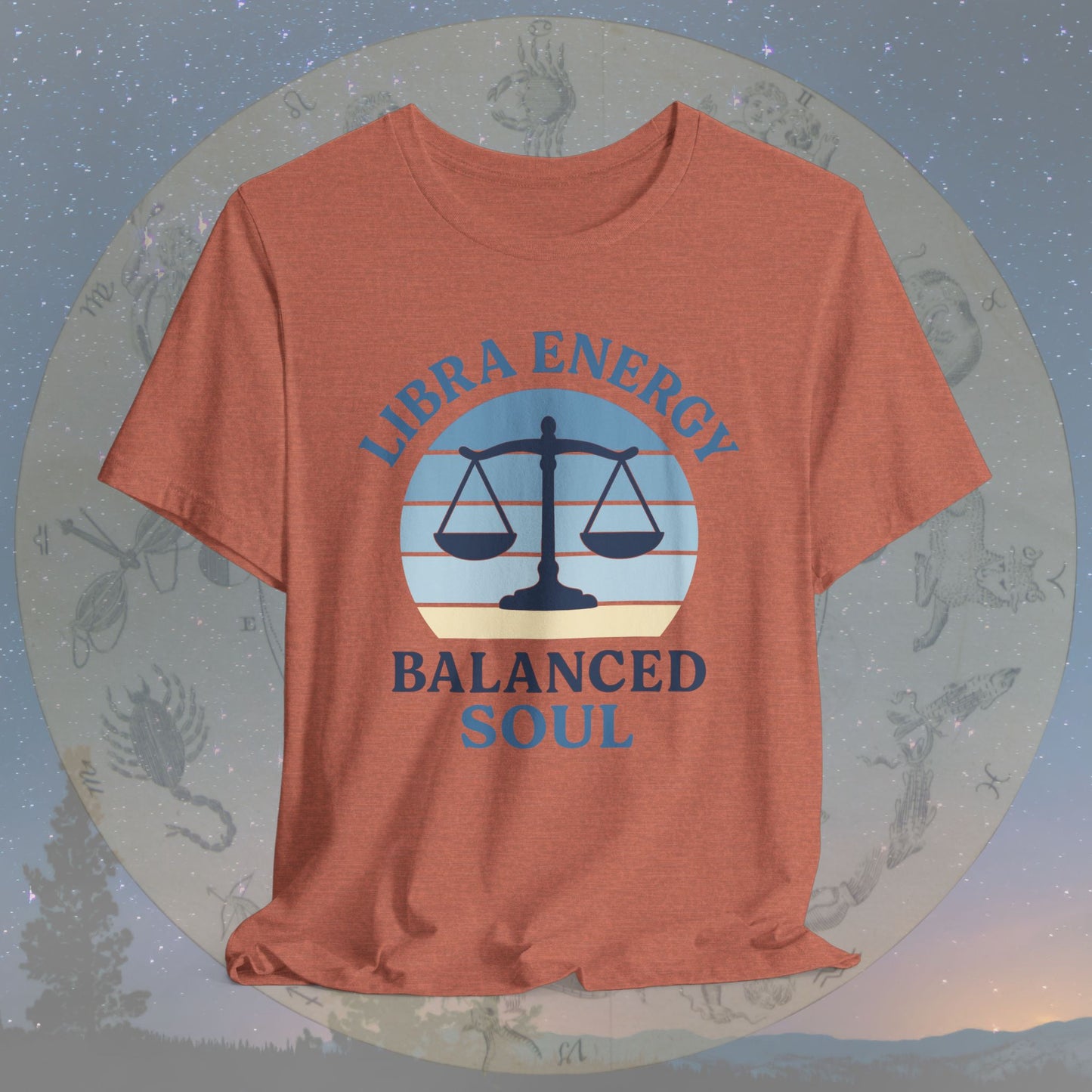Retro Sunset Balanced Libra Energy T-Shirt
