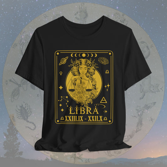 Libra Zodiac Sign Roman Dates Tarot T-Shirt