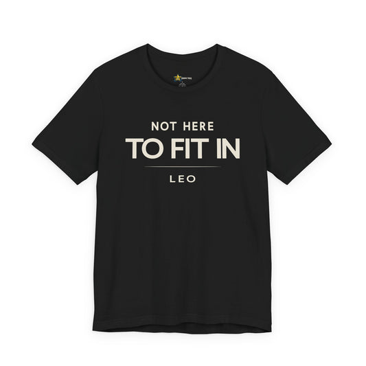 Leo astrology t-shirt with bold typography quote on black background