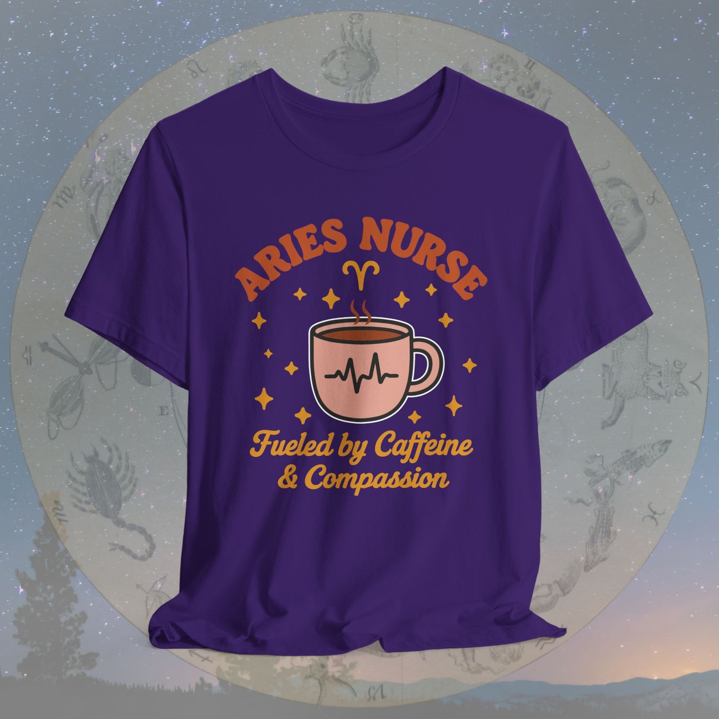 Fueled by Caffeine & Compassion Aries Nurse T-Shirt