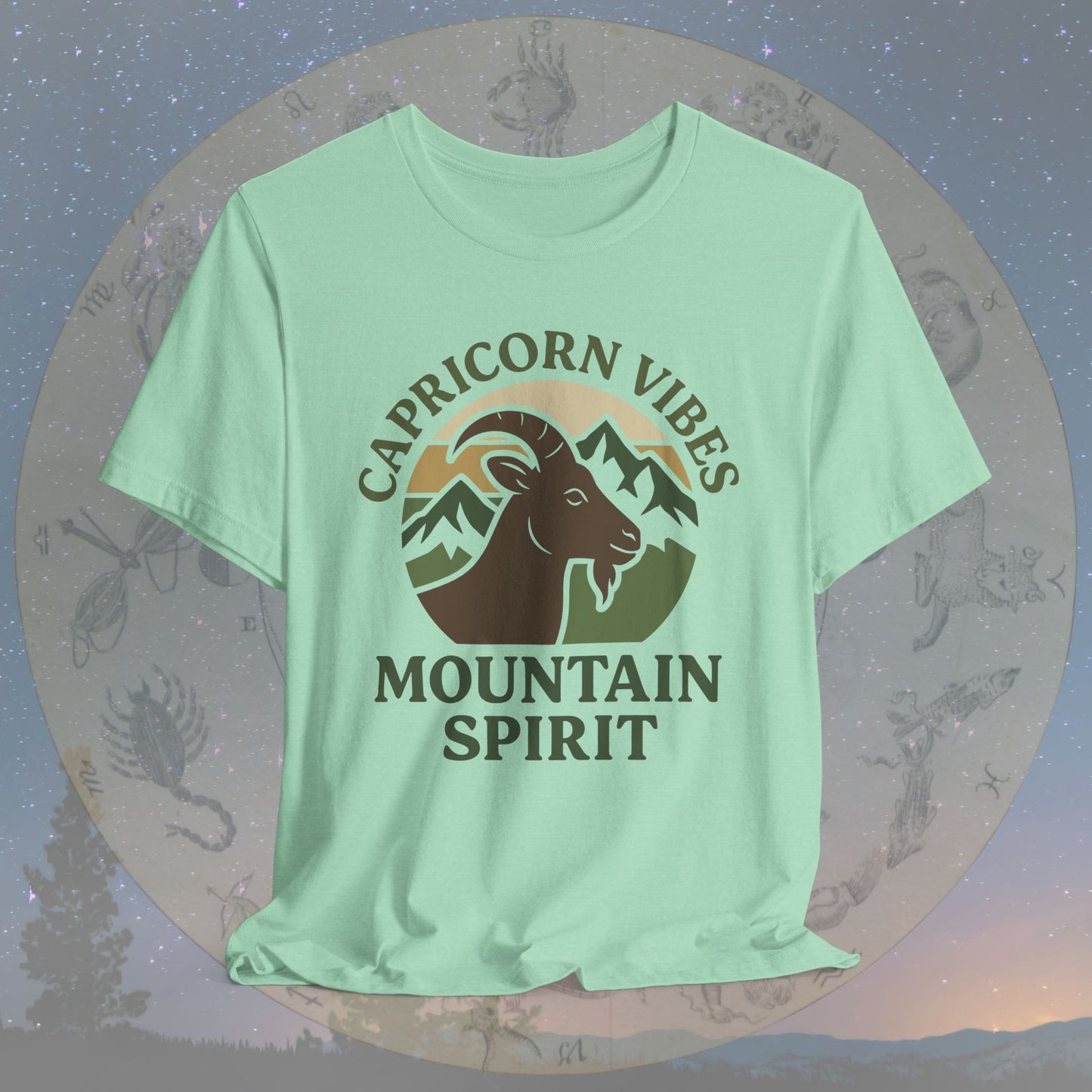 Retro Sunset Mountain Spirit Capricorn Vibes T-Shirt