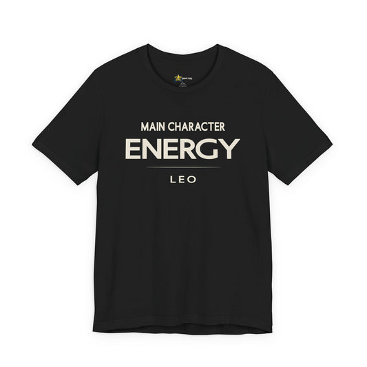 Leo astrology t-shirt with bold typography quote on black background