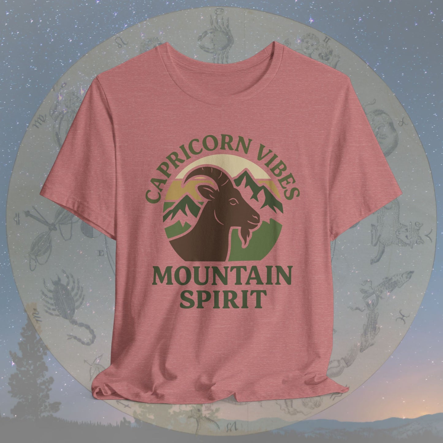 Retro Sunset Mountain Spirit Capricorn Vibes T-Shirt