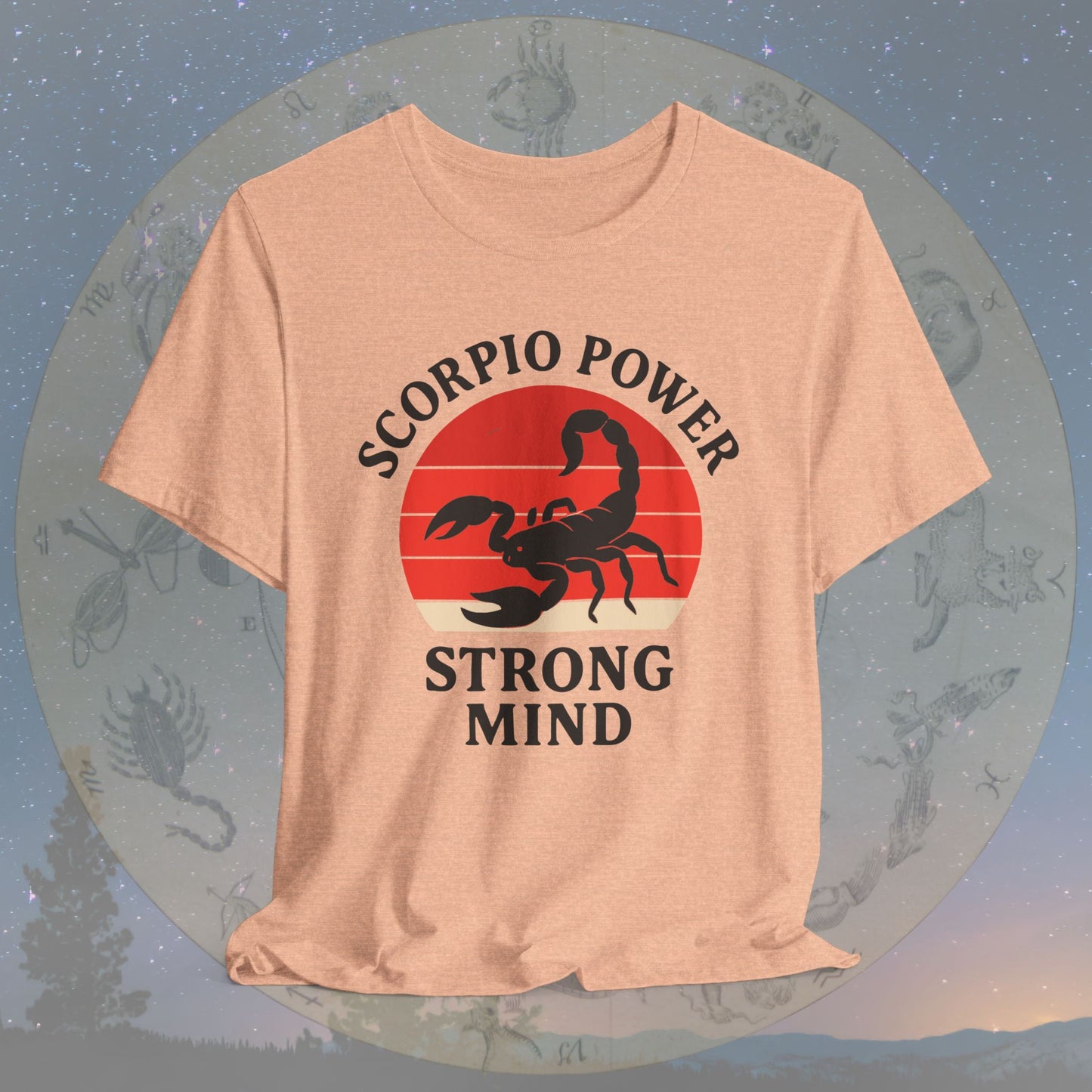 Retro Sunset Strong Mind Scorpio Power T-Shirt