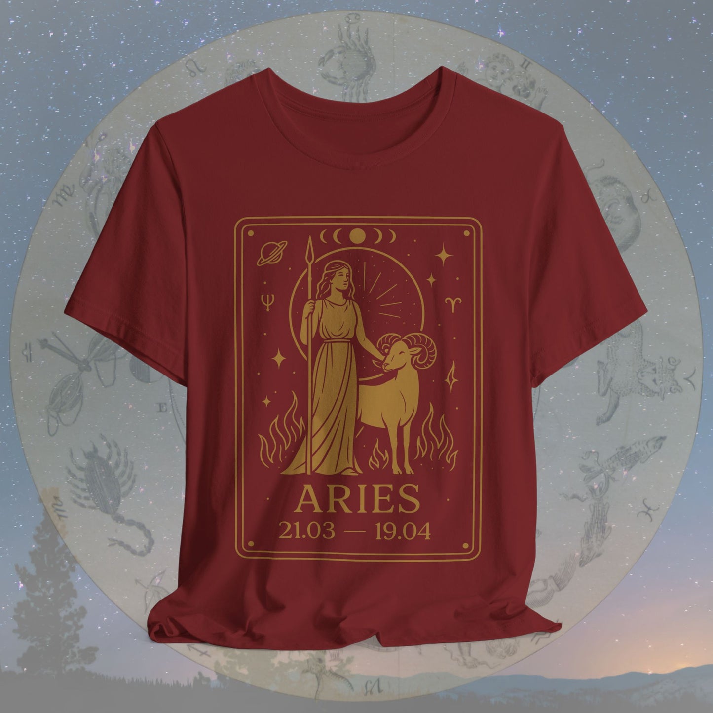 Mystic Fire Aries Zodiac T-Shirt