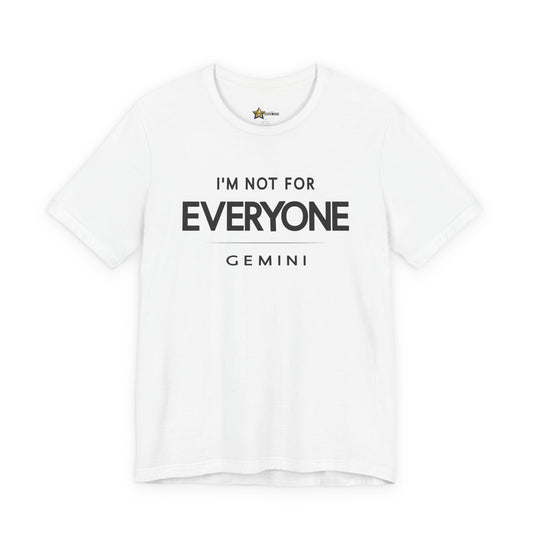 Gemini astrology t-shirt with bold typography quote on white background
