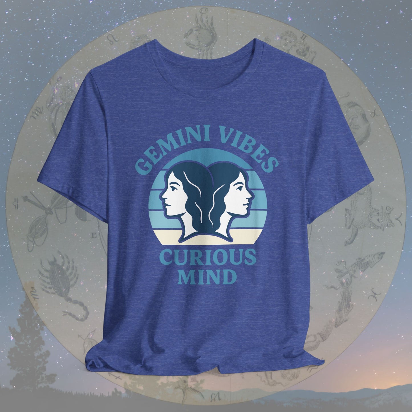 Retro Sunset Curious Gemini Vibes T-Shirt