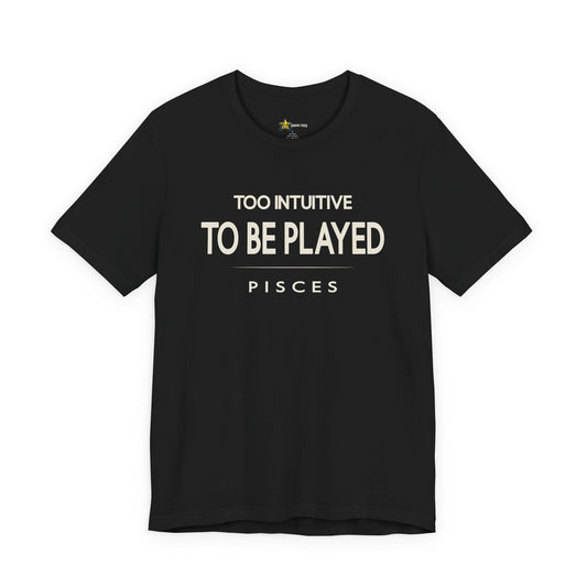 Pisces astrology t-shirt with bold typography quote on black background