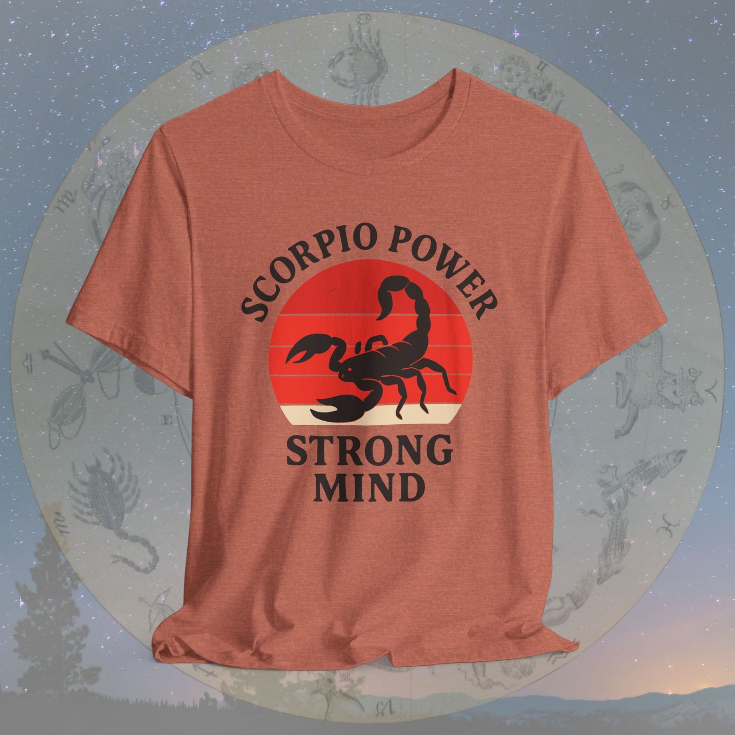 Retro Sunset Strong Mind Scorpio Power T-Shirt