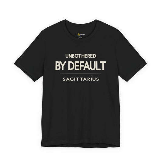 Sagittarius astrology t-shirt with bold typography quote on black background