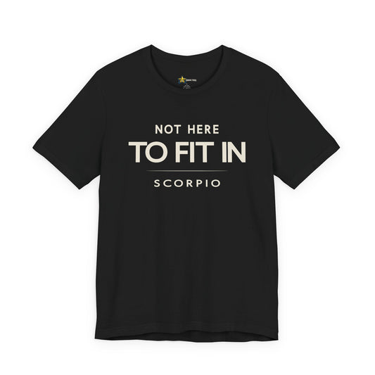 Black Scorpio zodiac t-shirt featuring bold astrology typography slogan