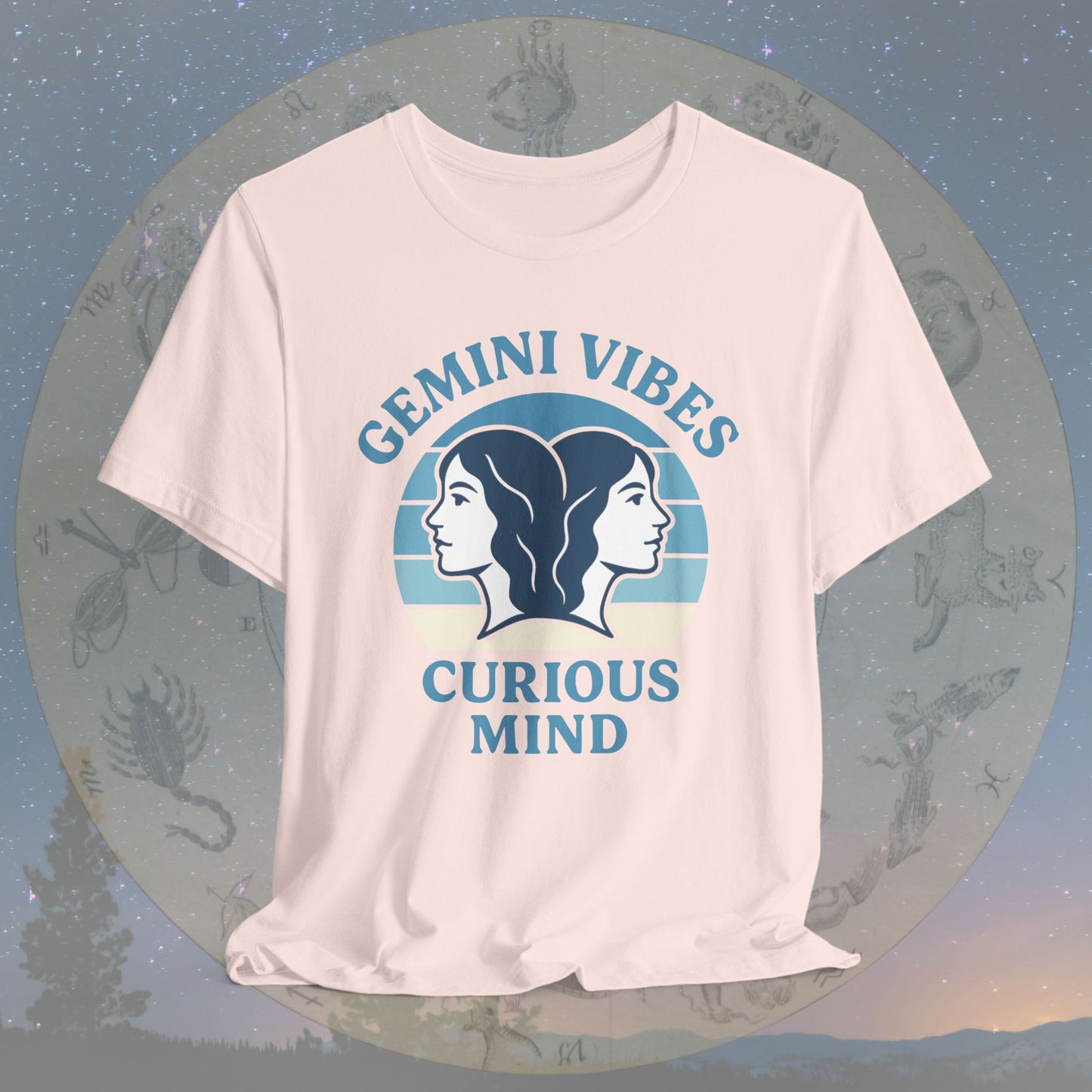 Retro Sunset Curious Gemini Vibes T-Shirt
