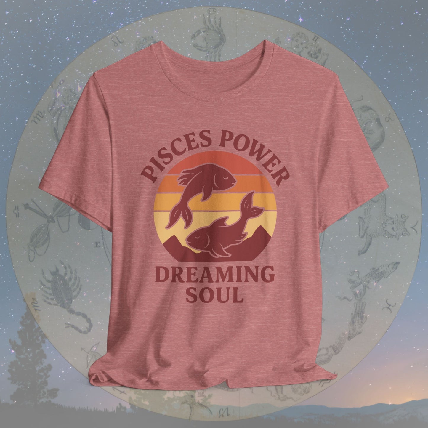 Retro Sunset Dreaming Soul Pisces Power T-Shirt