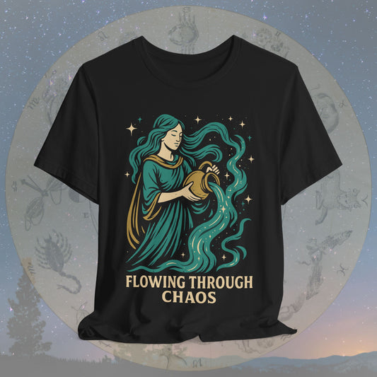 Free-Spirited Aquarius Flowing Through Chaos T-Shirt
