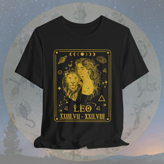 Leo Zodiac Sign Roman Dates Tarot T-Shirt