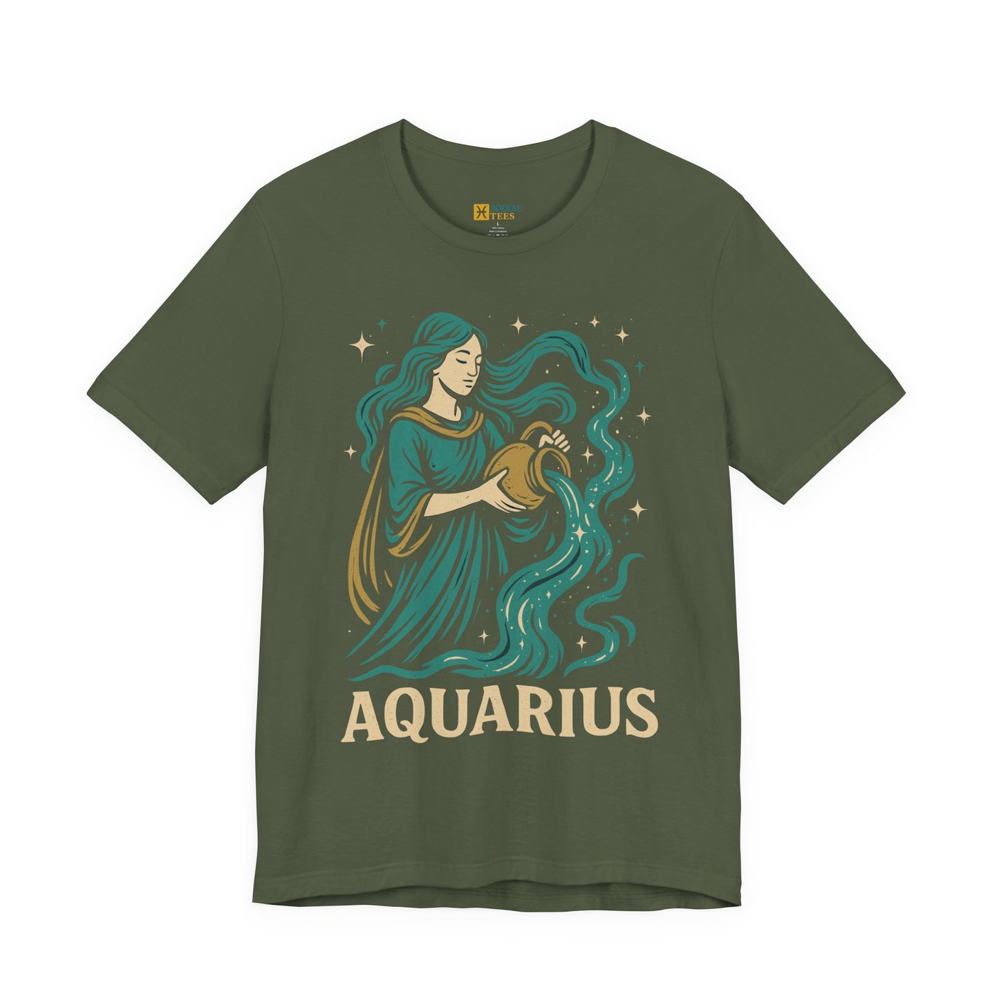 Aquarius Celestial Water Bearer T-Shirt – Visionary Zodiac Energy Tee