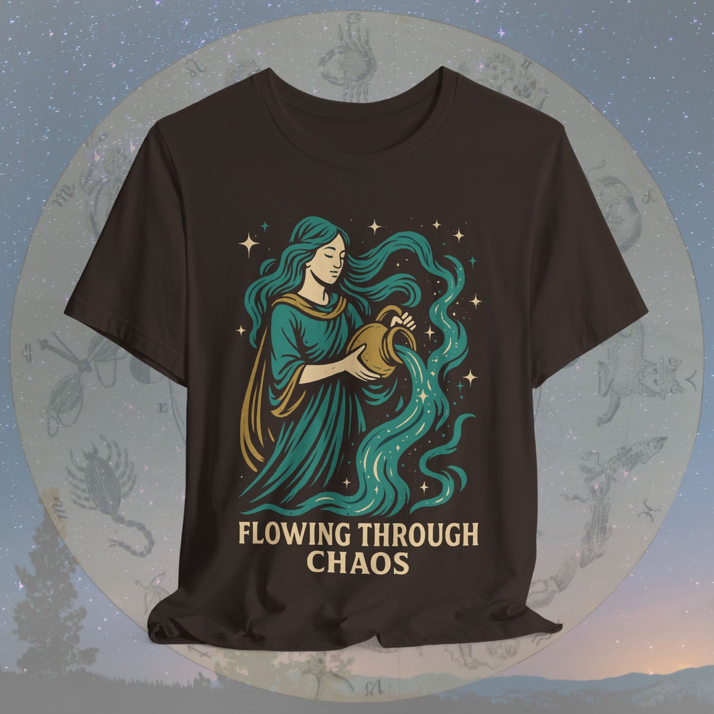 Free-Spirited Aquarius Flowing Through Chaos T-Shirt