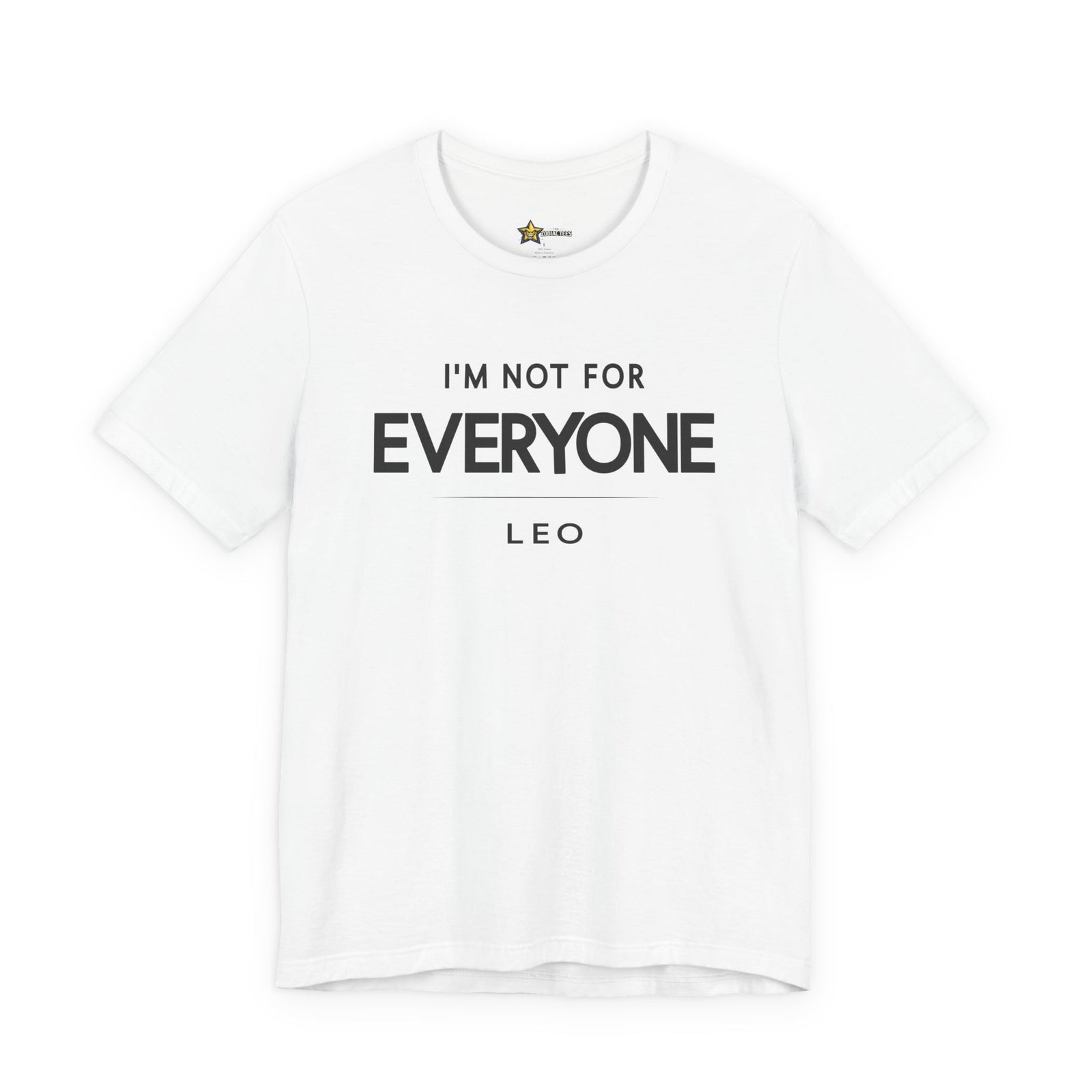 Leo astrology t-shirt with bold typography quote on white background