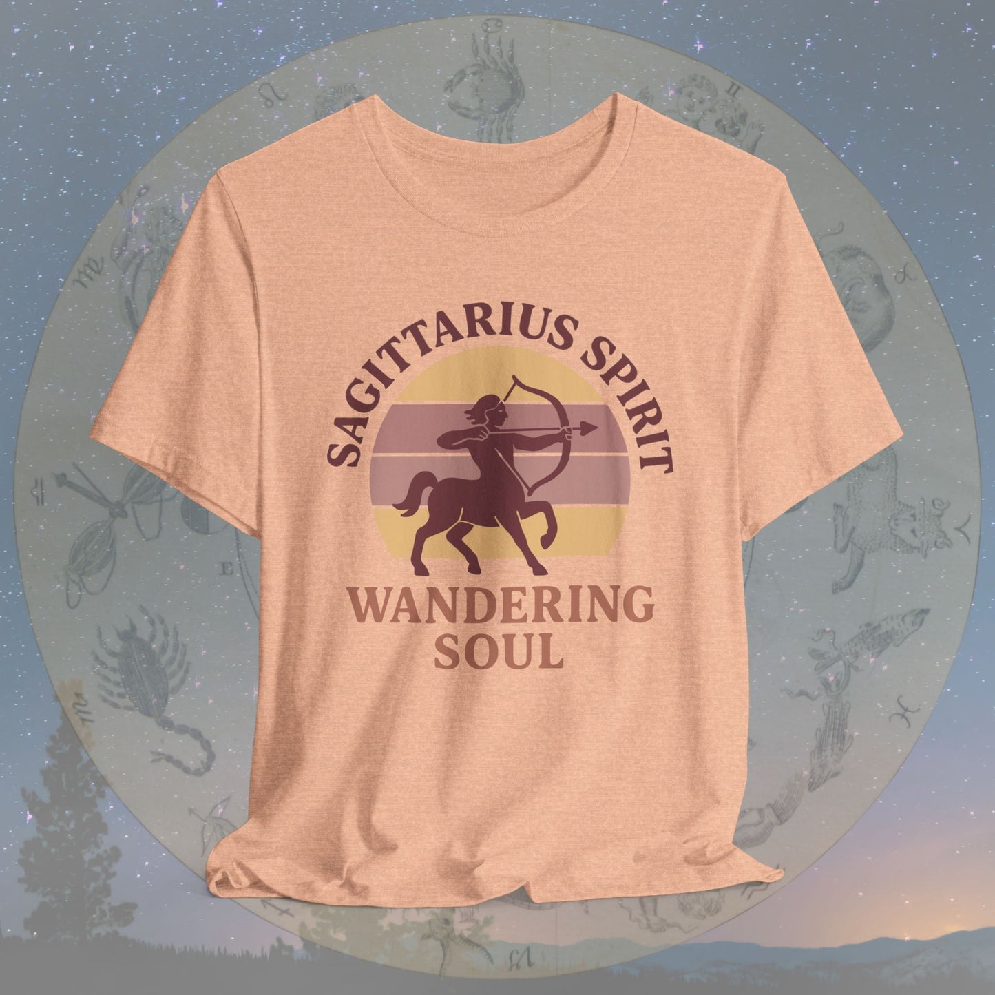 Retro Sunset Wandering Sagittarius Spirit T-Shirt