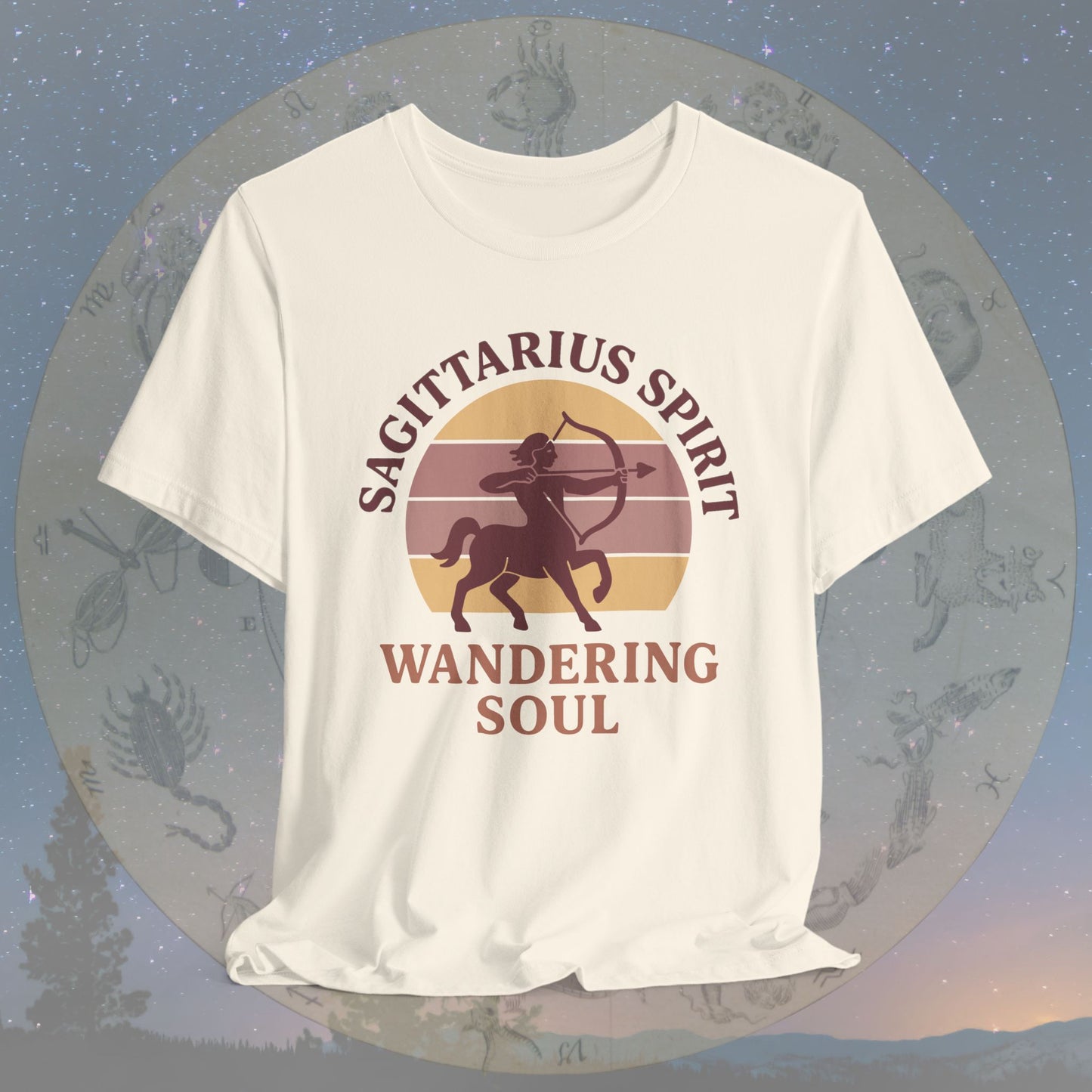 Retro Sunset Wandering Sagittarius Spirit T-Shirt