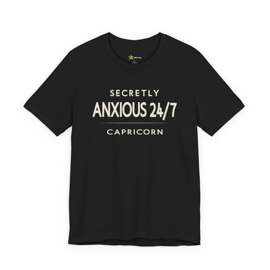 Capricorn astrology t-shirt with bold typography quote on black background