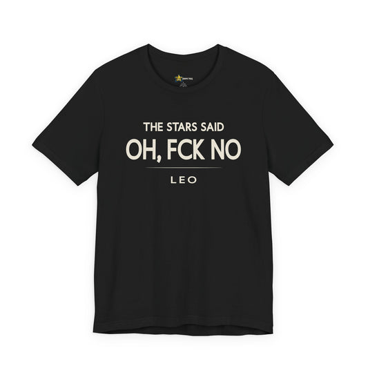Leo astrology t-shirt with bold typography quote on black background