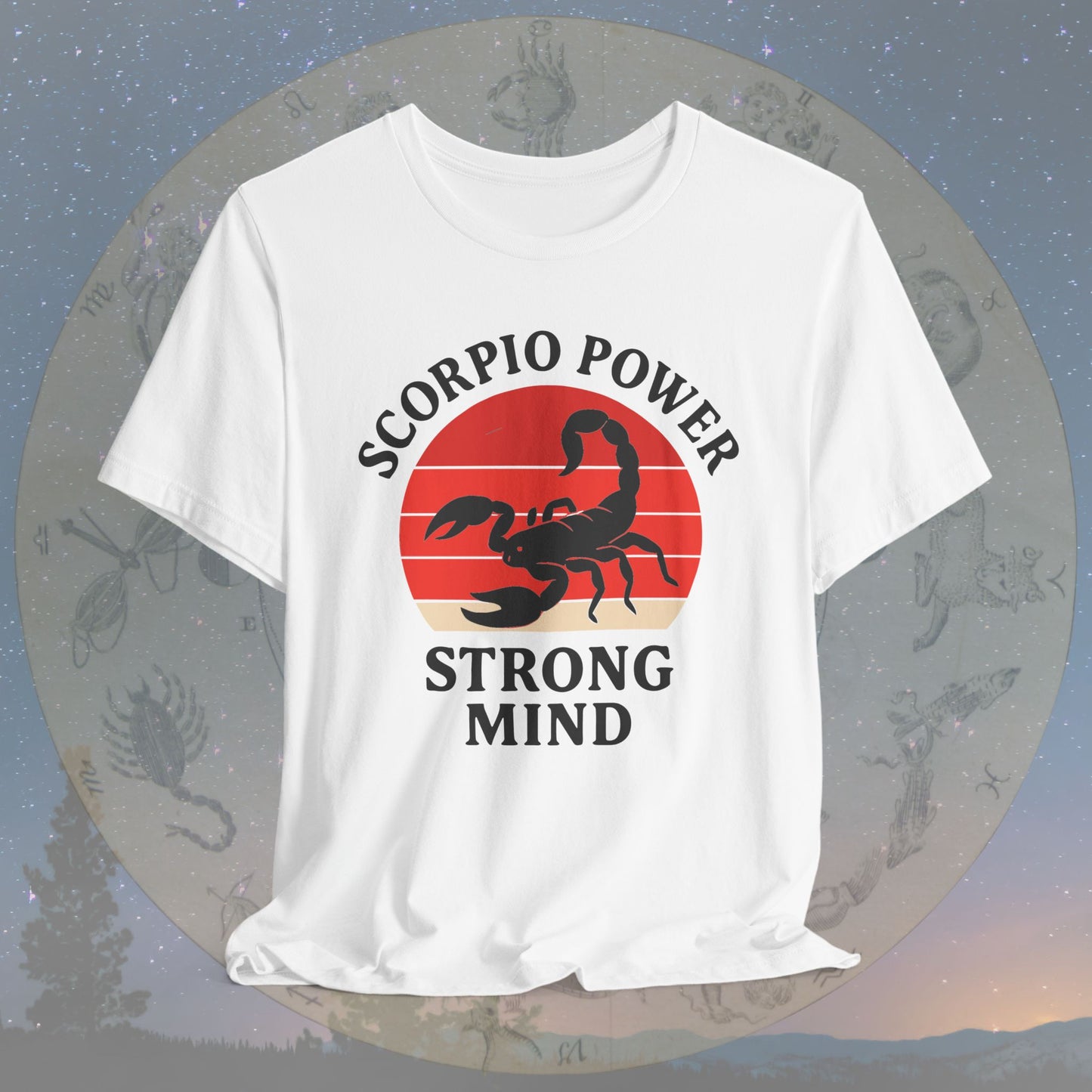 Retro Sunset Strong Mind Scorpio Power T-Shirt