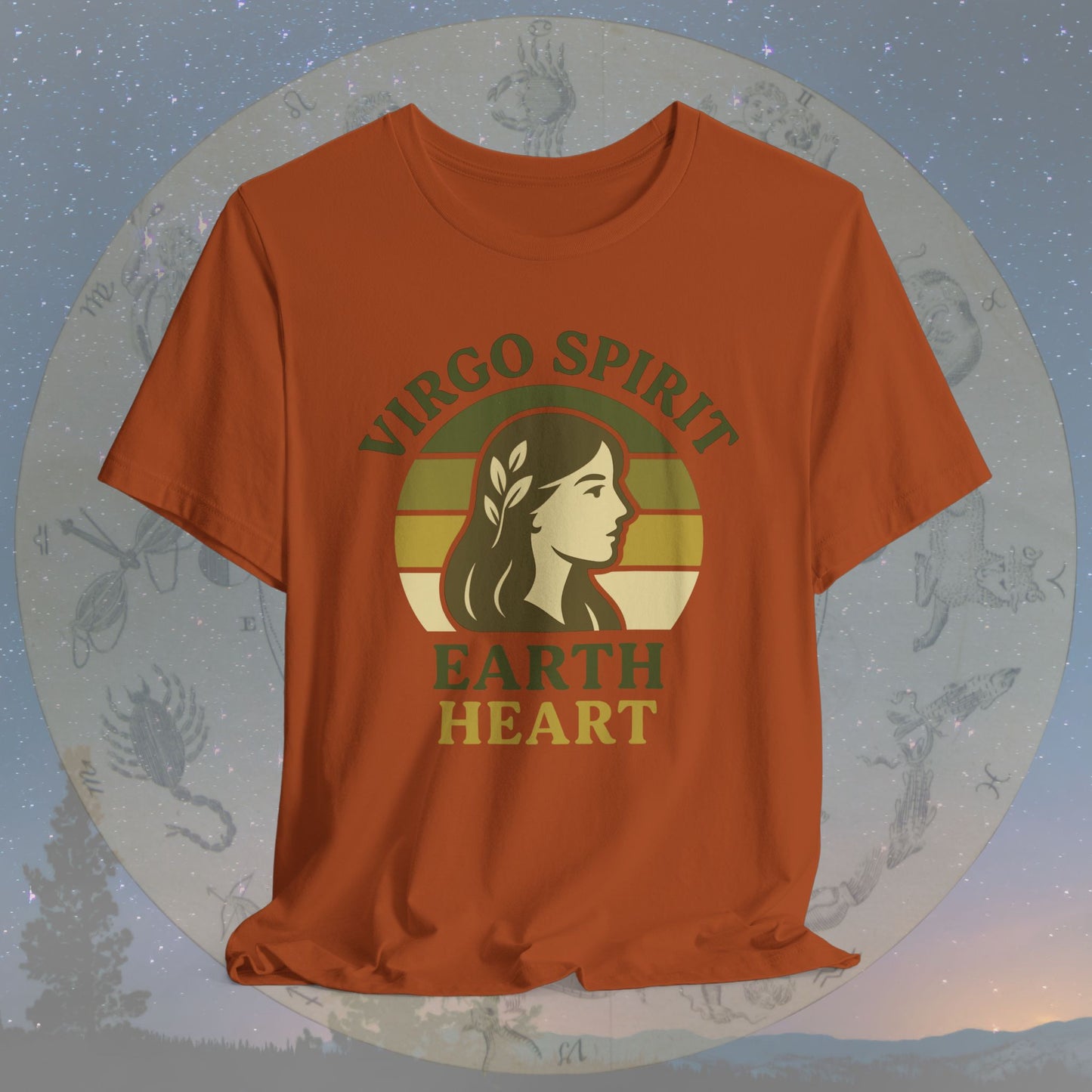 Retro Sunset Earth Heart Virgo Spirit T-Shirt