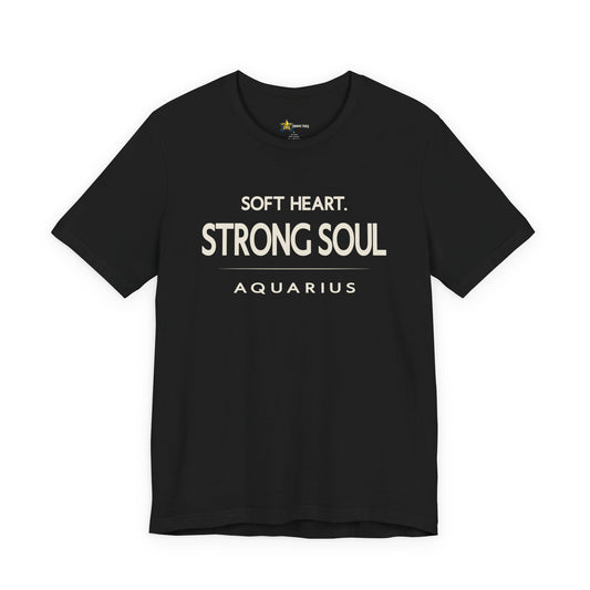 Aquarius astrology t-shirt with bold typography quote on black background