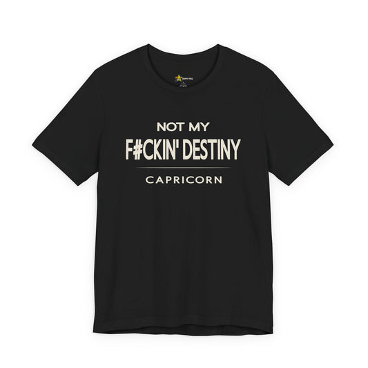 Capricorn astrology t-shirt with bold typography quote on black background