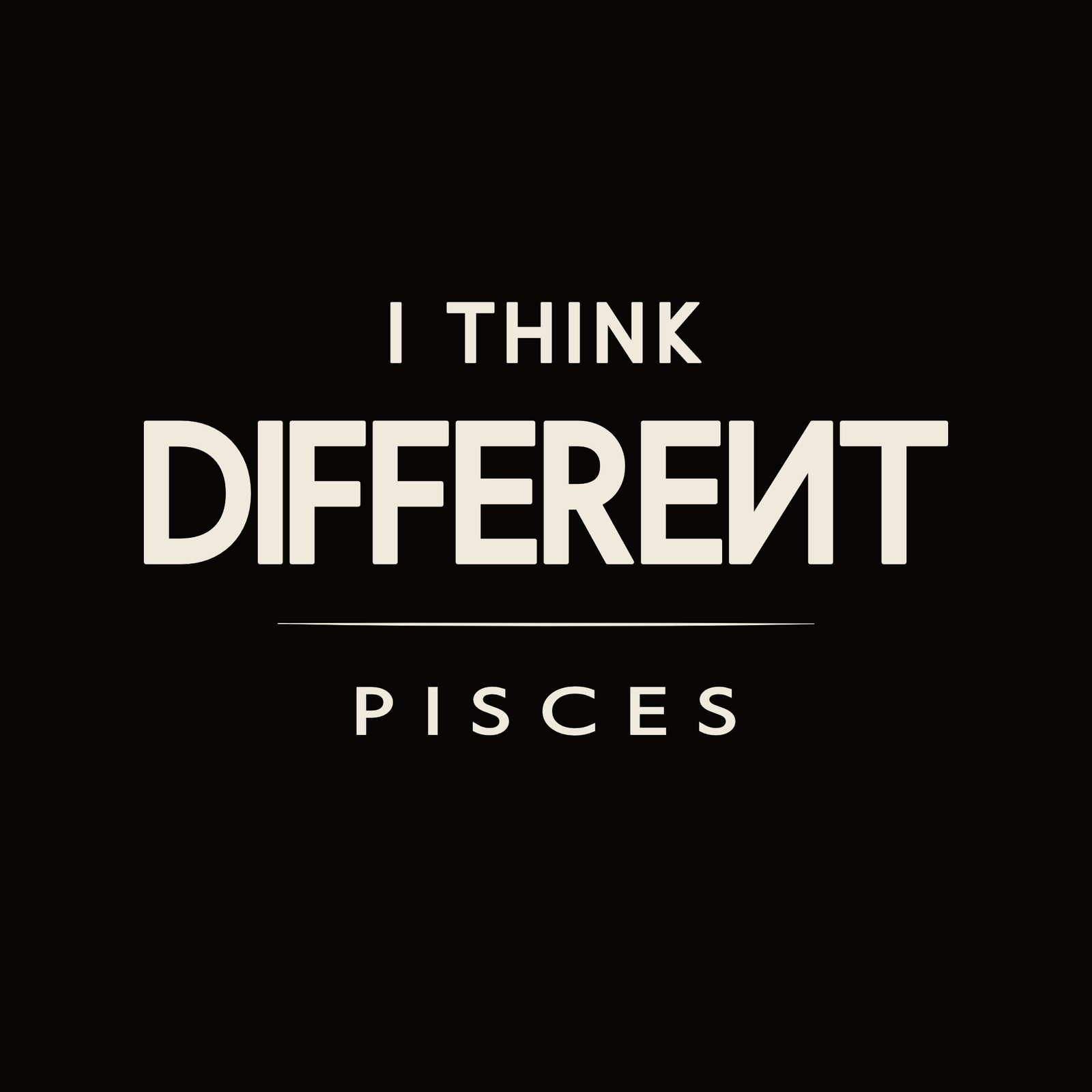Black Pisces astrology t-shirt with minimalist zodiac slogan