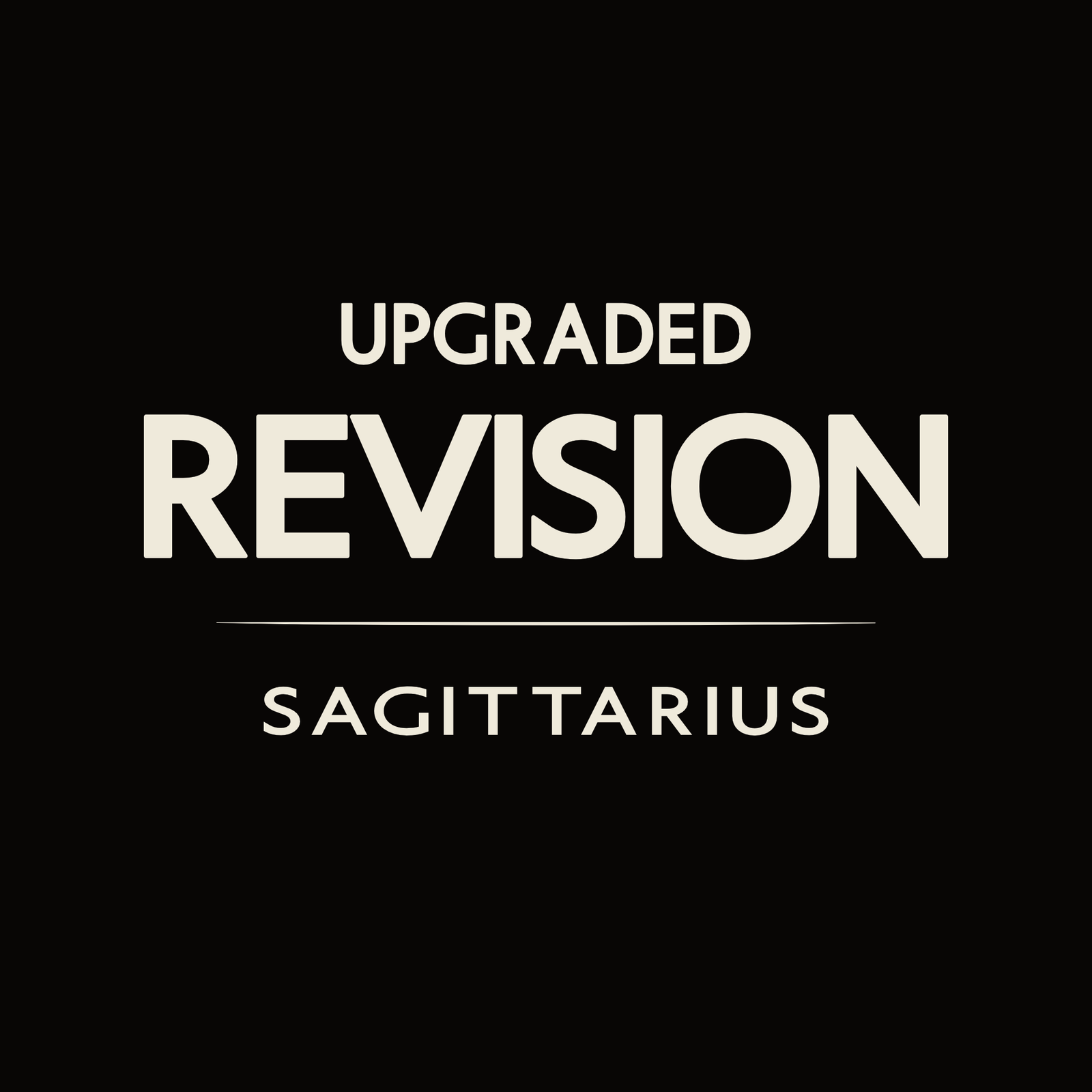 Sagittarius t-shirt design with minimalist “Upgraded Revision” typography layout
