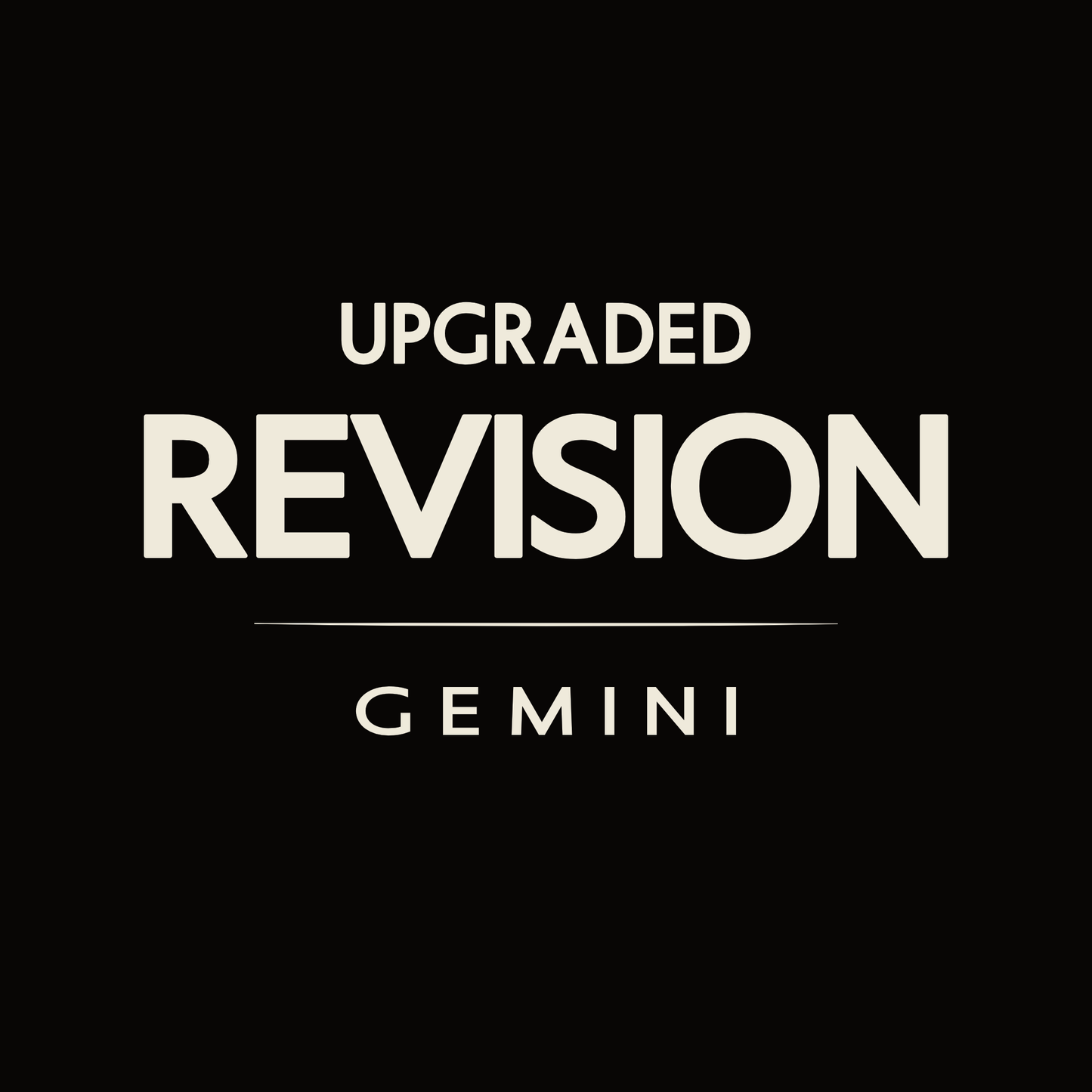 Gemini t-shirt design with minimalist “Upgraded Revision” quote and clean typography layout