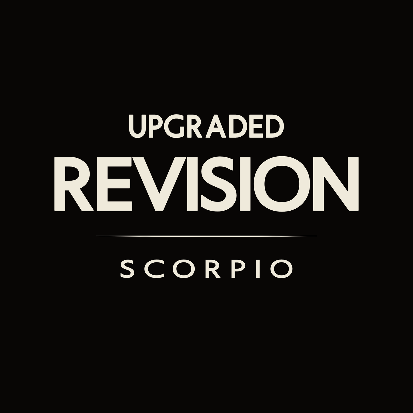 Scorpio t-shirt design with minimalist “Upgraded Revision” typography layout
