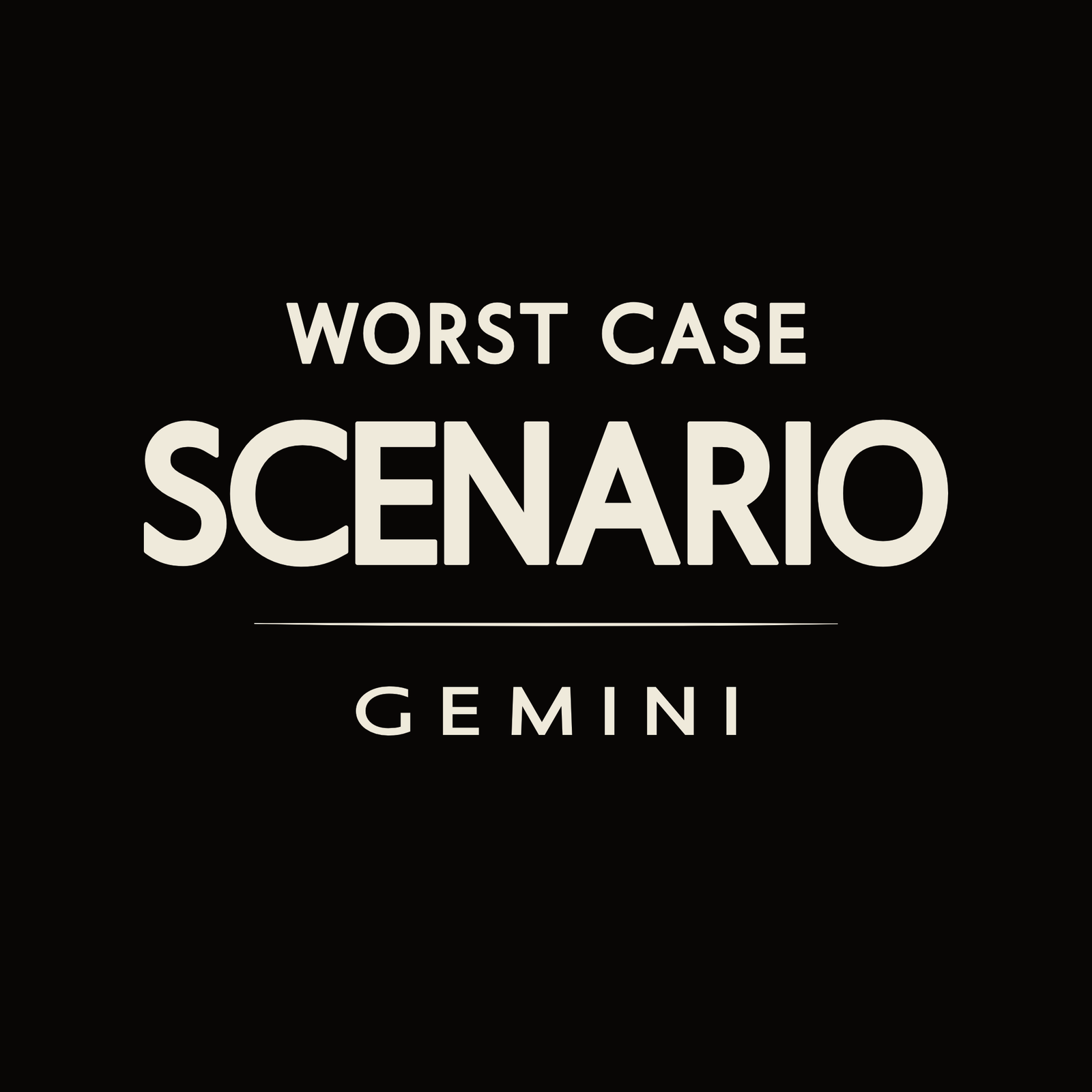 Gemini t-shirt design with minimalist “Worst Case Scenario” quote and clean typography layout
